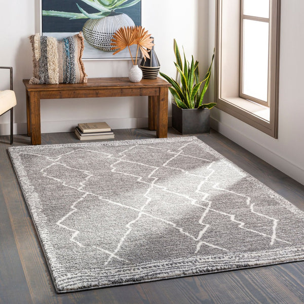 Livabliss Andorra Global Inspired High Pile Polypropylene Accent Rug for Entryways and Bedrooms Charcoal, White 7'10" x 10' ARD2309-71010
