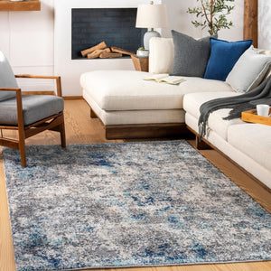 Livabliss Andorra Machine Woven High Pile Accent Rug Soft Polypropylene Blend for Entryway Aqua, Dark Blue 5'3" x 7' ARD2311-5373
