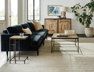 Hooker Furniture St. Armand Solid Acacia Square Cocktail Table With Distressed Finish And Brushed Pewter Metal Base For Rustic-Modern Living Light Wood 5601-80112-LTWD