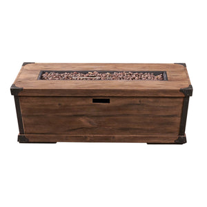 English Elm Outdoor Concrete Rectangle Fire Table 56 Inch Propane Pit with Wood Grain Finish 63263.00-50K