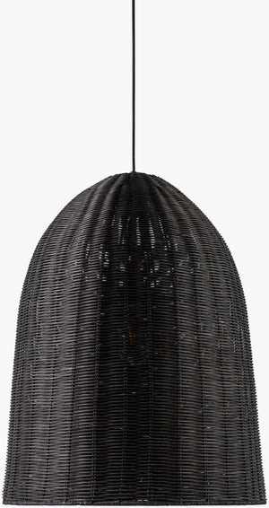 Surya Arboria 19" Rattan Pendant Light - Industrial Rustic Charm For Cozy Homes & Inviting Atmosphere Fixture, Black,Shade, Black,Cord, Black Rattan Ari-002