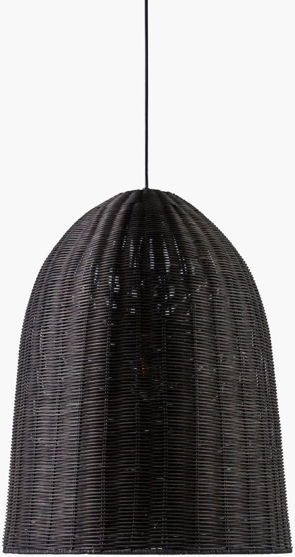 Surya Arboria 19" Rattan Pendant Light - Industrial Rustic Charm For Cozy Homes & Inviting Atmosphere Fixture, Black,Shade, Black,Cord, Black Rattan Ari-002