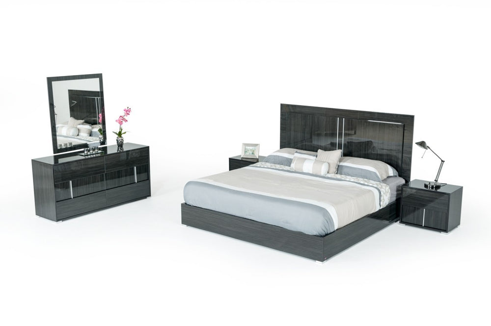 VIG Furniture Ari Italian Modern Grey Dresser With 6 Soft-Close Drawers, High-Gloss Finish & Stainless Legs VGACARI-DRS
