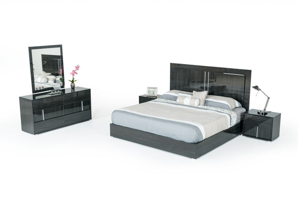 VIG Furniture Ari Italian Modern Grey Dresser With 6 Soft-Close Drawers, High-Gloss Finish & Stainless Legs VGACARI-DRS