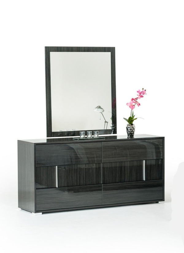 VIG Furniture Ari Italian Modern Grey Dresser With 6 Soft-Close Drawers, High-Gloss Finish & Stainless Legs VGACARI-DRS