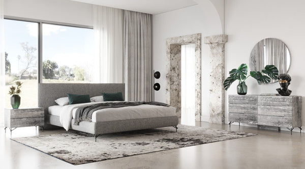VIG Furniture Aria Italian Modern Grey Fabric Platform Bed - Queen, Made In Italy, Grey Magnum Upholstery, Sleek Legs VGAC-ARIA-BED-Q