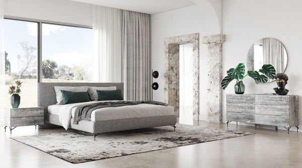 VIG Furniture Aria Italian Modern Dresser In Tiger Wood Matt Grey — Textured Laminate, Black Metal Legs, Durable Craftsmanship VGAC-ARIA-DRESSER