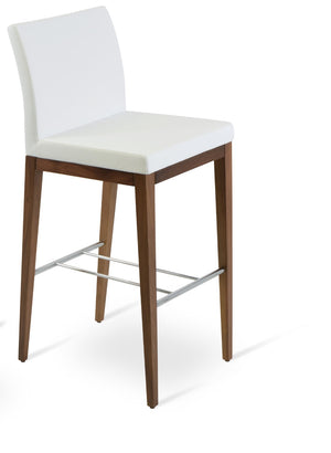 Soho Concept Prisma Dr. Wood Barstool & Counterstool With Soft Leatherette Seat In White & Walnut Finish Options White,Walnut  Soho-concept-dining-chair-10385
