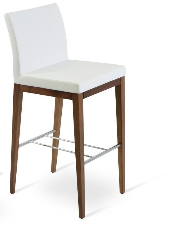 Soho Concept Prisma Dr. Wood Barstool & Counterstool With Soft Leatherette Seat In White & Walnut Finish Options White,Walnut  Soho-concept-dining-chair-10385