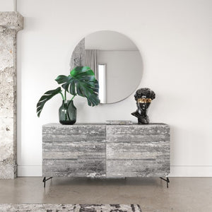 VIG Furniture Aria Italian Modern Dresser In Tiger Wood Matt Grey — Textured Laminate, Black Metal Legs, Durable Craftsmanship VGAC-ARIA-DRESSER