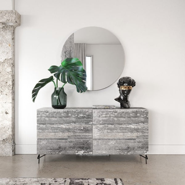 VIG Furniture Aria Italian Modern Bedroom Set In Soft Grey & Rustic Tiger Wood — Platform Bed, Dresser, Nightstands VGAC-ARIA-BED-SET-Q