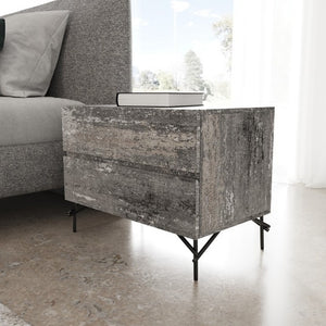 VIG Furniture Aria Italian Modern Bedroom Set In Soft Grey & Rustic Tiger Wood — Platform Bed, Dresser, Nightstands VGAC-ARIA-BED-SET-Q