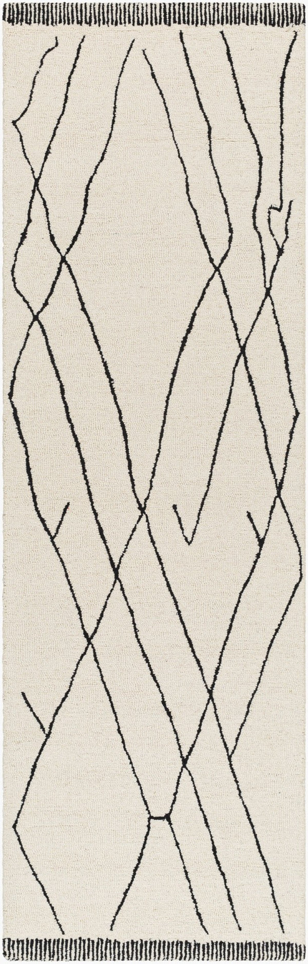 Livabliss Arsenal Hand Tufted Wool Area Rug Moroccan Geometric Pattern for Living Room Floors Cream, Black 2'6" x 8' ARL2304-268
