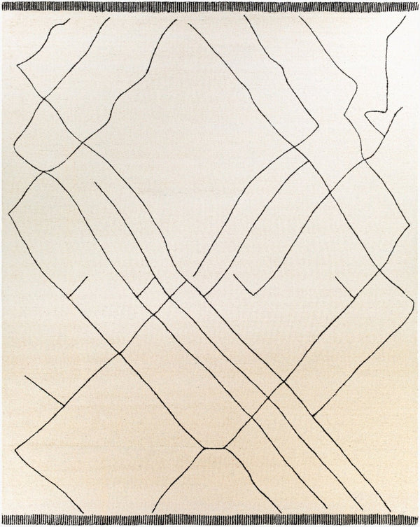 Livabliss Arsenal Hand Tufted Wool Area Rug Moroccan Geometric Pattern for Living Room Floors Cream, Black 8' x 10' ARL2304-810