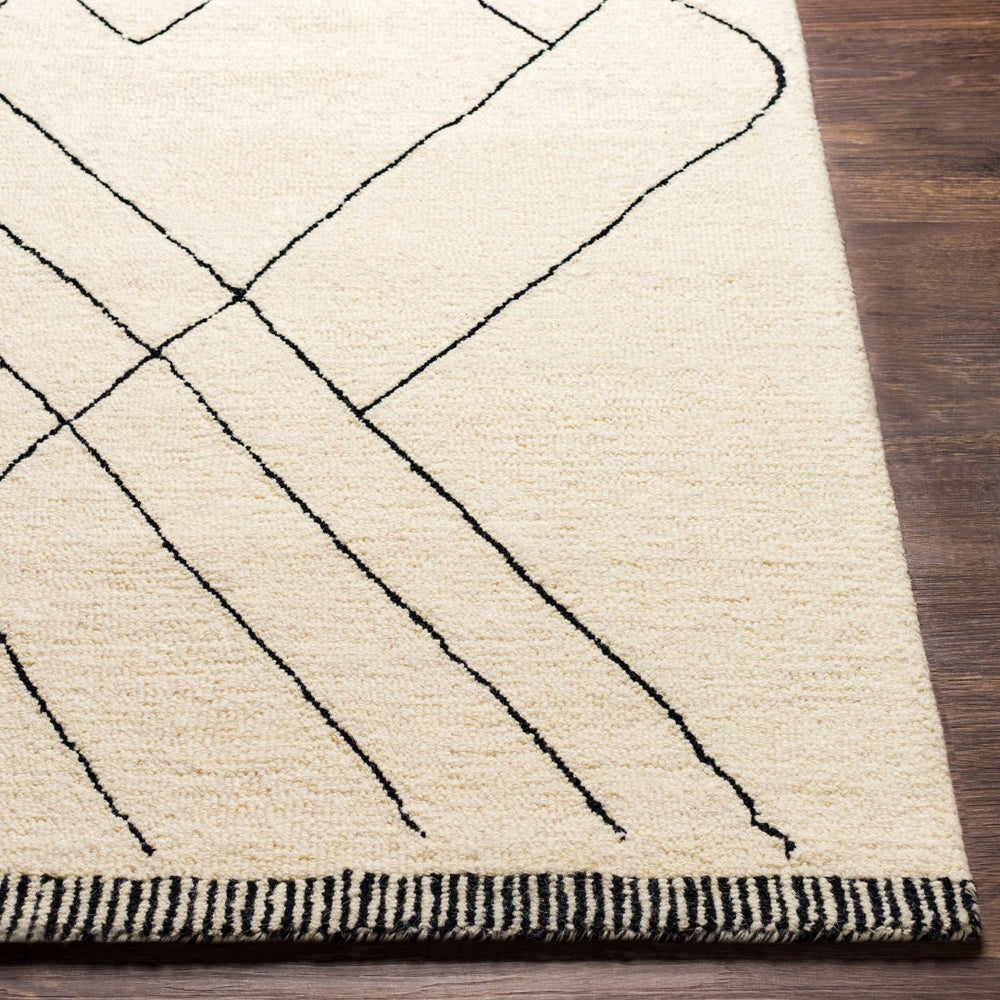 Livabliss Arsenal Hand Tufted Wool Area Rug Moroccan Geometric Pattern for Living Room Floors Cream, Black 10' x 14' ARL2304-1014