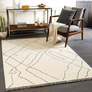 Livabliss Arsenal Hand Tufted Wool Area Rug Moroccan Geometric Pattern for Living Room Floors Cream, Black 10' x 14' ARL2304-1014