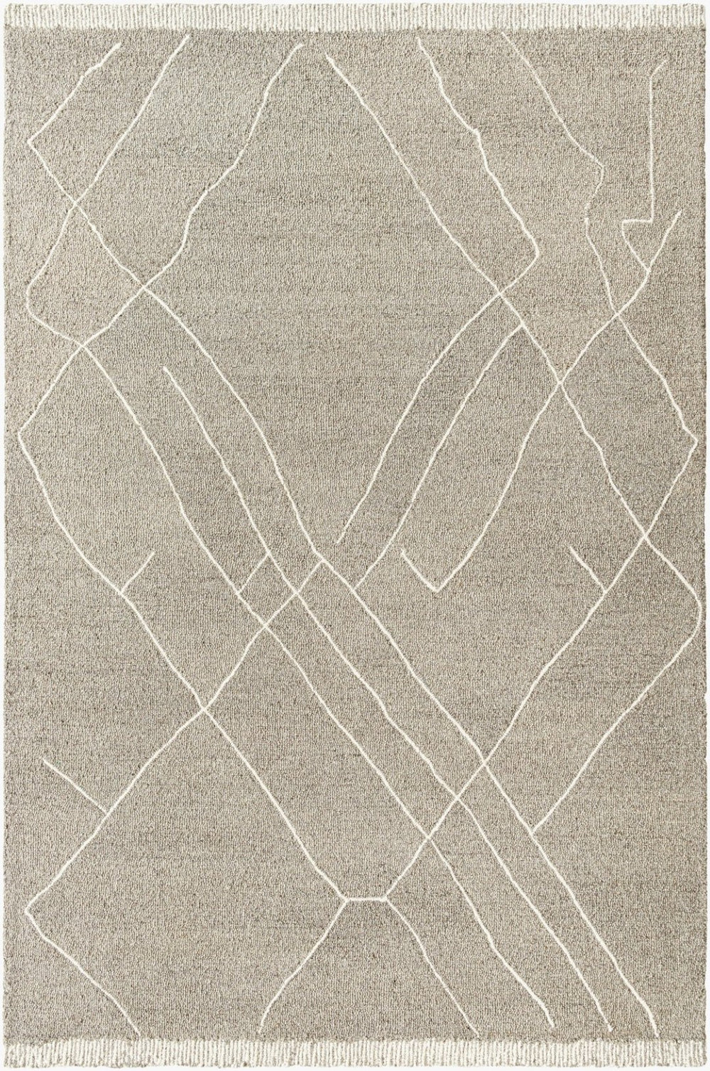 Livabliss Arsenal Hand Tufted Wool Rug Moroccan Geometric Low Pile for Living Room Floors Medium Gray, Cr 8' x 10' ARL2305-810