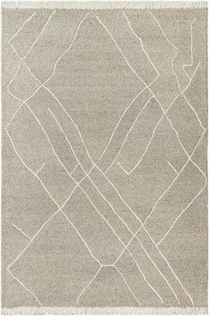 Livabliss Arsenal Hand Tufted Wool Rug Moroccan Geometric Low Pile for Living Room Floors Medium Gray, Cr 8' x 10' ARL2305-810