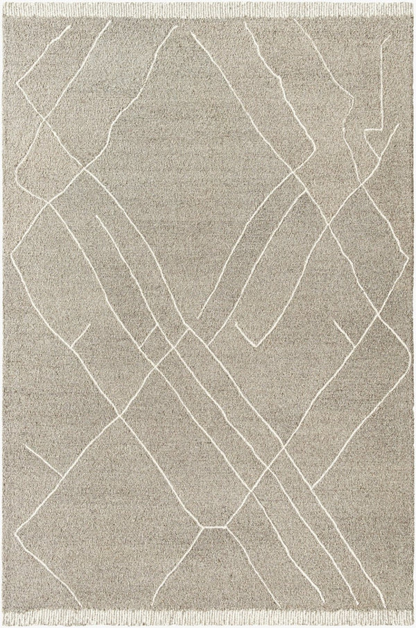 Livabliss Arsenal Hand Tufted Wool Rug Moroccan Geometric Low Pile for Living Room Floors Medium Gray, Cr 8' x 10' ARL2305-810