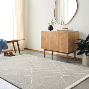 Livabliss Arsenal Hand Tufted Wool Rug Moroccan Geometric Low Pile for Living Room Floors Medium Gray, Cr 8' x 10' ARL2305-810