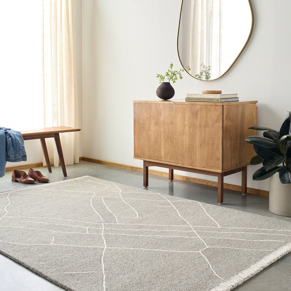 Livabliss Arsenal Hand Tufted Wool Rug Moroccan Geometric Low Pile for Living Room Floors Medium Gray, Cr 8' x 10' ARL2305-810