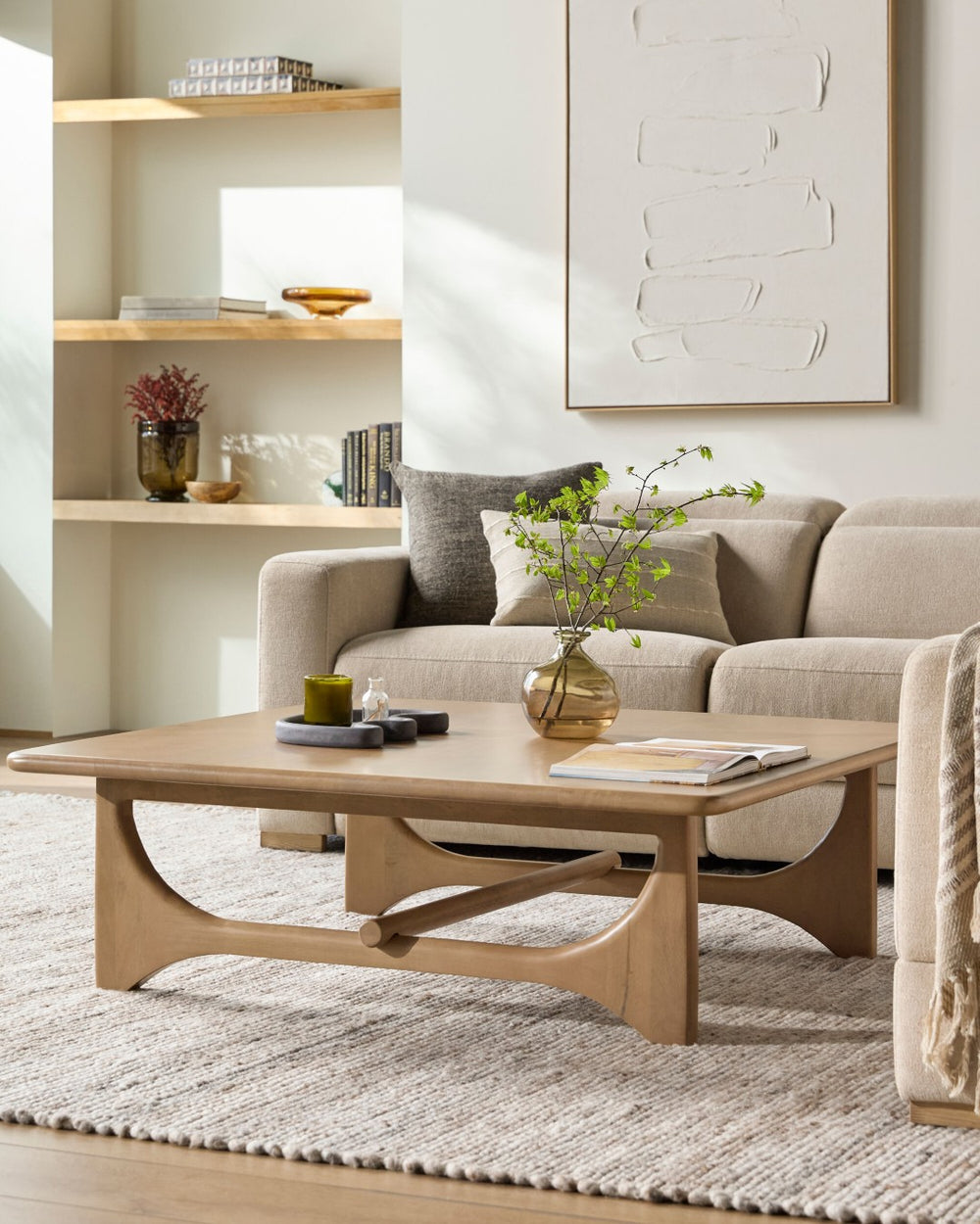 Surya Arland Solid Mango Wood Square Coffee Table Organic Grain Handcrafted for Living Rooms ARLD007-184848