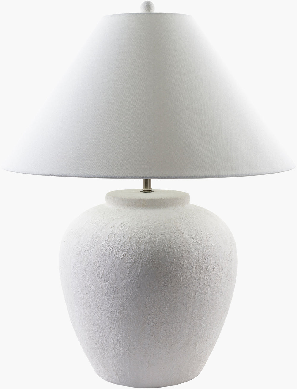 Surya Arion Industrial Rustic Accent Table Lamp - 29" Tall Ceramic Design With Warm Linen Shade Shine Body, Cream,Base, White,Shade, White,Finial, Metallic ,Nickel,Harp, Metallic ,Nickel,Cord, Translucent Ceramic,Linen,Iron Aro-001