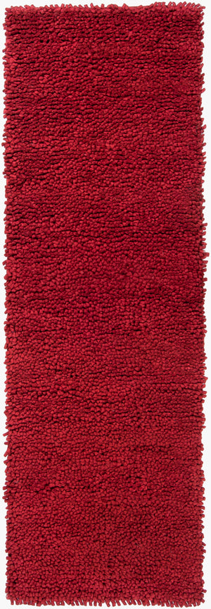 Surya Aros 2'6" X 8' Handmade High Pile Wool Rug - Modern Decor With Durability & Natural Charm, India Dark Red Wool Aros1-410