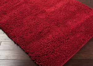 Surya Aros 2'6" X 8' Handmade High Pile Wool Rug - Modern Decor With Durability & Natural Charm, India Dark Red Wool Aros1-58