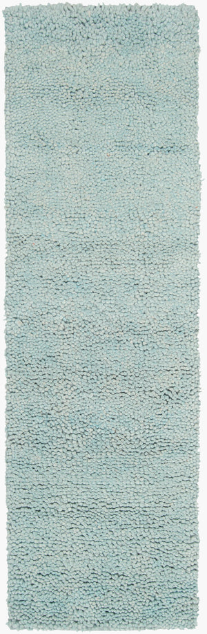 Surya Aros 2'6" X 8' Handmade High Pile Wool Rug - Modern Decor With Durability & Natural Charm, India Ice Blue Wool Aros11-268