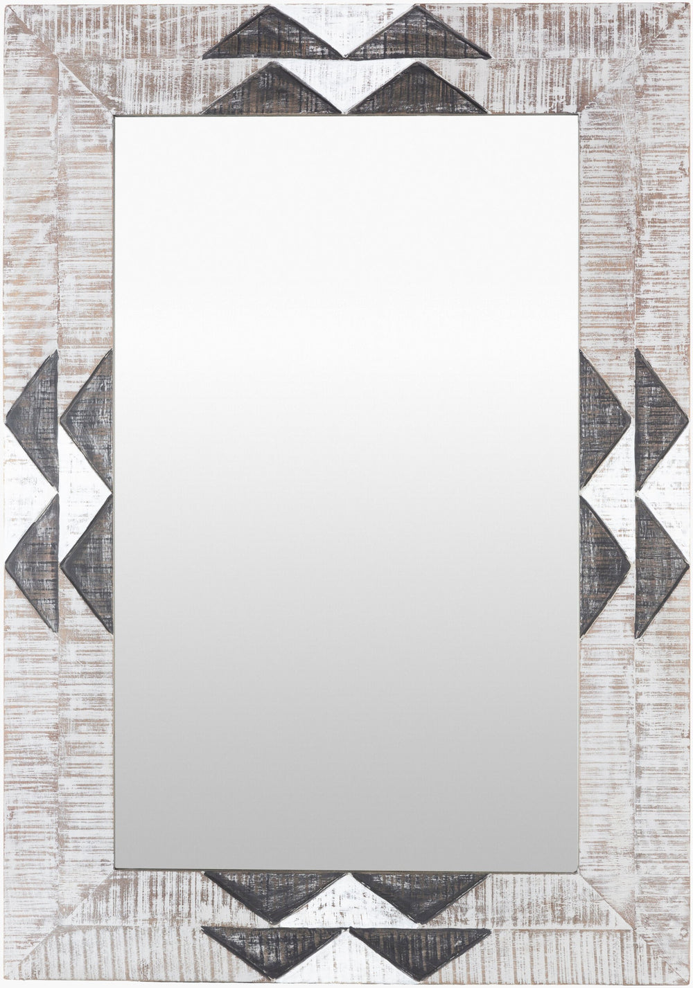 Surya Amrapali 40"H X 28"W Decorative Mirror - Elegant Design, Enhances Space & Effortless Maintenance Frame, Charcoal Wood Arp001-2840
