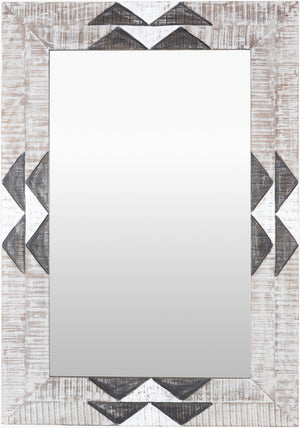 Surya Amrapali 40"H X 28"W Decorative Mirror - Elegant Design, Enhances Space & Effortless Maintenance Frame, Charcoal Wood Arp001-2840