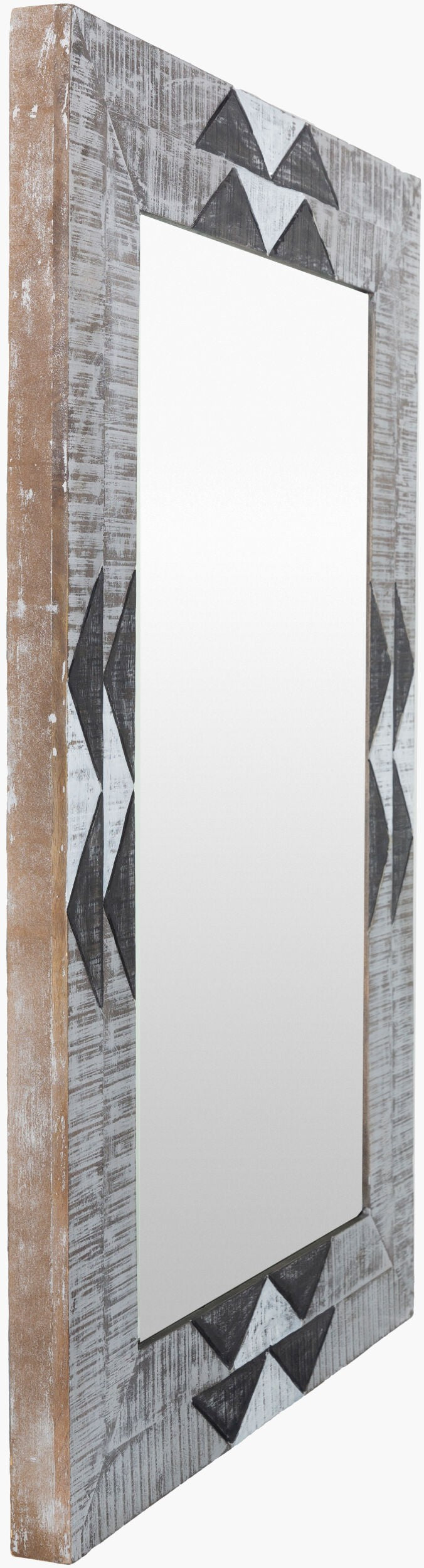 Surya Amrapali 40"H X 28"W Decorative Mirror - Elegant Design, Enhances Space & Effortless Maintenance Frame, Charcoal Wood Arp001-2840