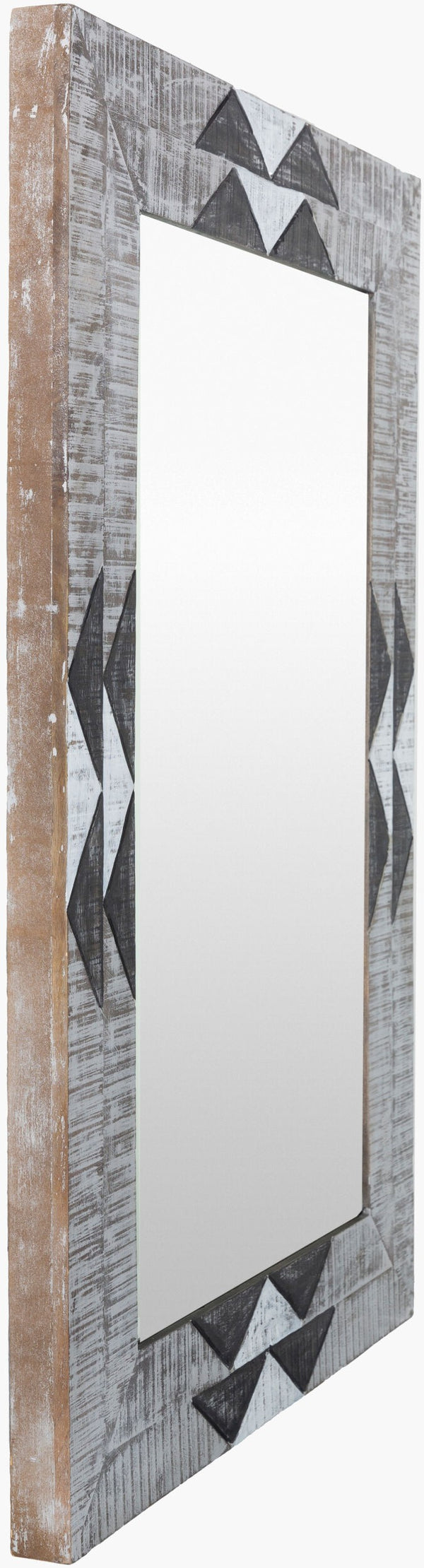 Surya Amrapali 40"H X 28"W Decorative Mirror - Elegant Design, Enhances Space & Effortless Maintenance Frame, Charcoal Wood Arp001-2840