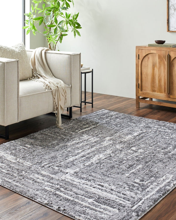 Livabliss Andorra High Pile Accent Rug Turkey Woven Plush Polypropylene Blend for Cozy Spaces Charcoal, Light 7'10" x 10' ARP2304-71010