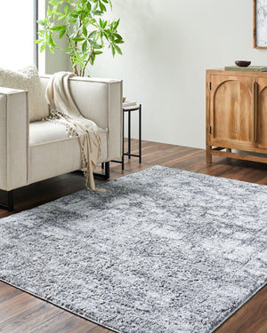 Livabliss Andorra High Pile Accent Rug Machine Woven Plush Polypropylene Blend for Entryway Decor Black, Light Gr 7'10" x 10' ARP2308-71010