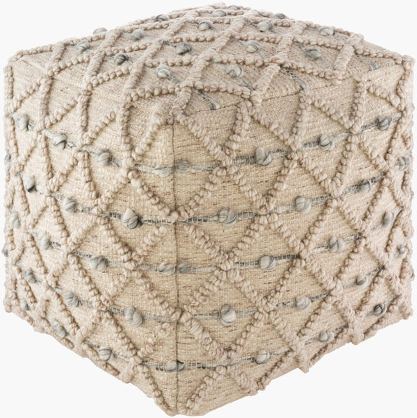 Livabliss Anders Hand-woven Cube Pouf Artisan Crafted Cotton Pet Yarn for Living Room ARPF001-181818
