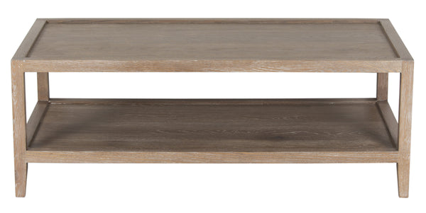 Porter Designs Porter Lowell Solid White Oak Coffee Table With Storage Shelves - Timeless Design For Any Space Brown Wood 05-108-13-1920