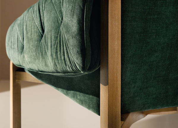 Hooker Furniture Kerns Accent Chair In Ansel Rain Forest Velvet — Diamond Tufting, Exposed Pecan Wood Frame, Durable Upholstery CC456-426