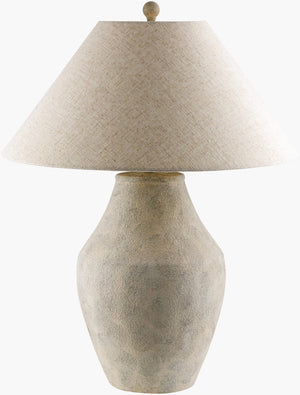 Surya Amaryllis 28" Bohemian Accent Table Lamp With Ceramic Body & Linen Shade For Warm Illumination Body, Beige,Shade (Outside), Wheat,Shade (Inside), White,Finial, White,Harp, Metallic ,Nickel,Cord, Translucent Ceramic,Linen,Metal,Plastic Ars-001
