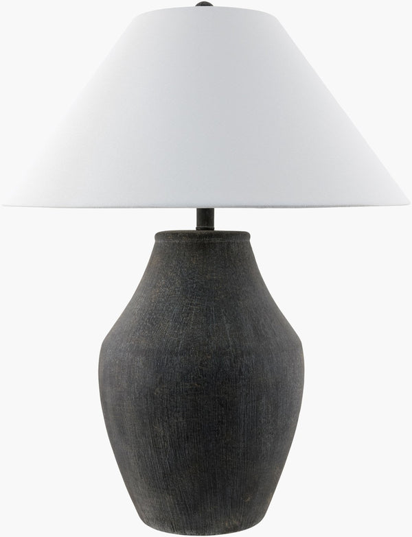 Surya Amaryllis Ceramic Table Lamp with Linen Shade Bohemian Global Artisan Living Room ARS-004