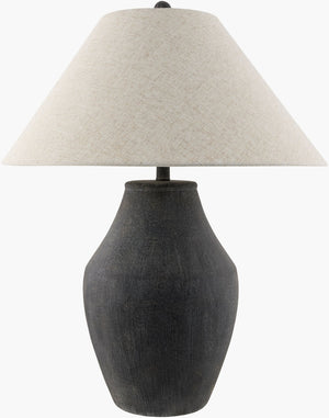 Surya Amaryllis Bohemian Ceramic Table Lamp with Linen Shade and Metallic Interior Lining ARS-005
