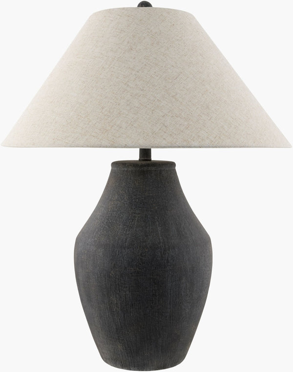 Surya Amaryllis Bohemian Ceramic Table Lamp with Linen Shade and Metallic Interior Lining ARS-005