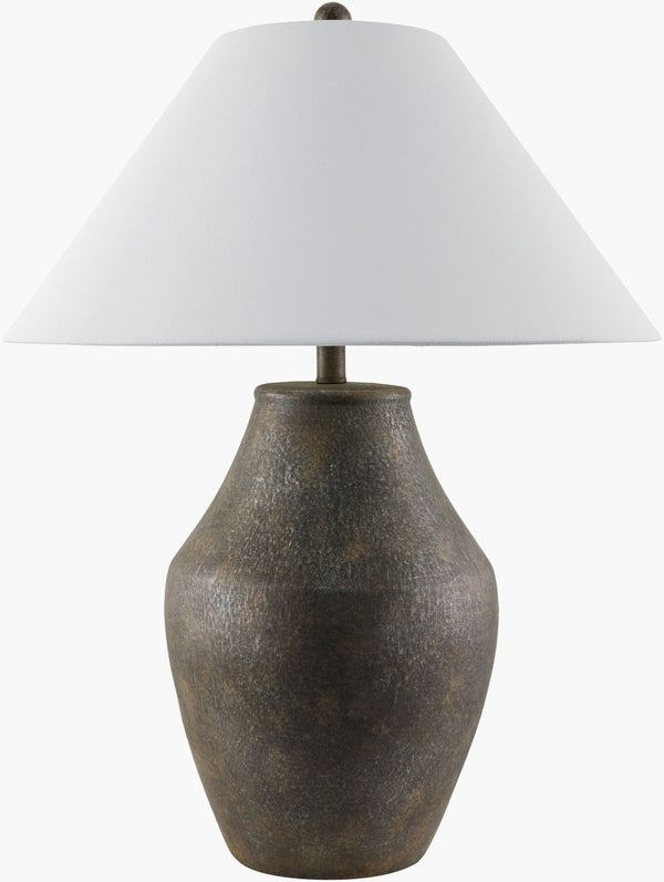 Surya Amaryllis Ceramic Table Lamp Bohemian Global Style with Linen Shade for Warm Ambiance ARS-006