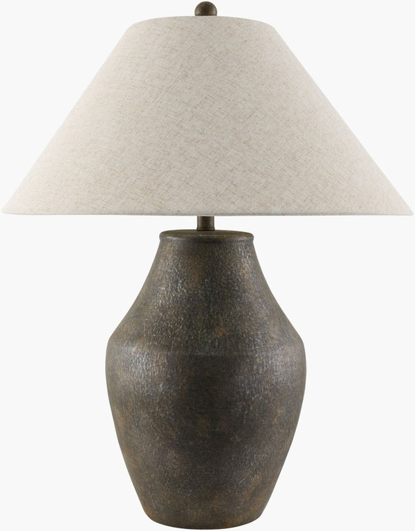 Surya Amaryllis Ceramic Table Lamp with Linen Shade Bohemian Global Accent for Any Room ARS-007