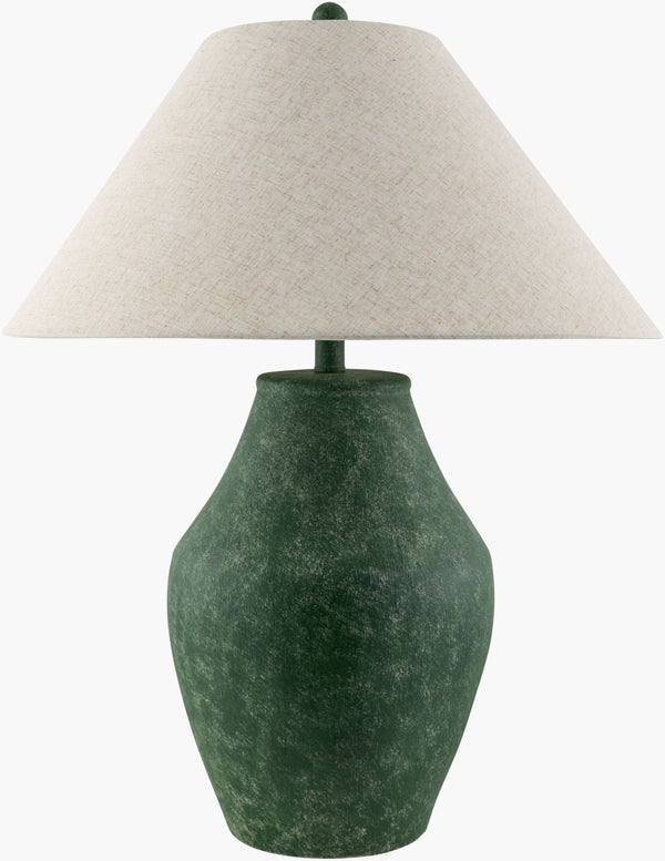 Surya Amaryllis Bohemian Ceramic Table Lamp with Linen Shade for Warm Ambient Glow ARS-009