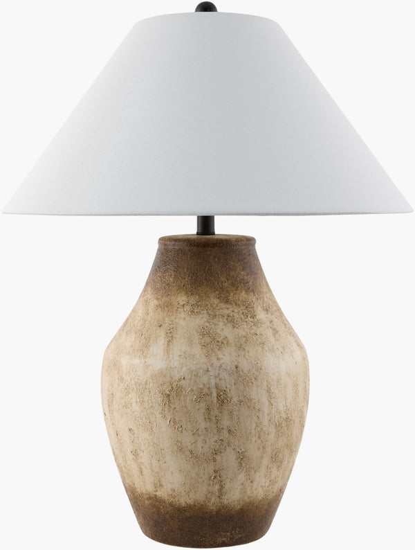 Surya Amaryllis Ceramic Table Lamp with Linen Shade Bohemian Global Accent for Any Room ARS-010