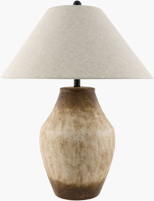 Surya Amaryllis Ceramic Bohemian Table Lamp with Linen Shade for Warm Ambient Living Spaces ARS-011