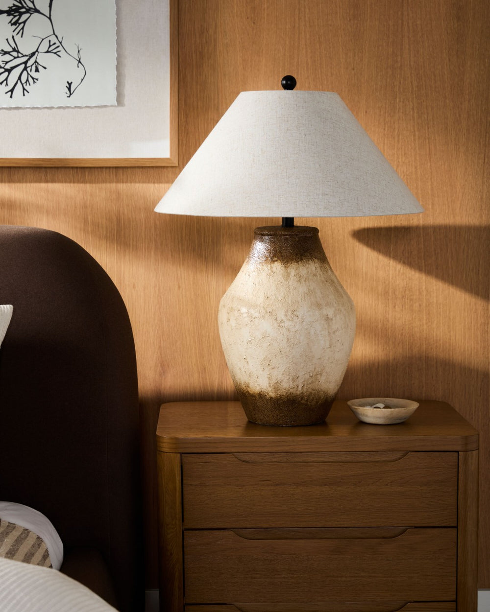 Surya Amaryllis Ceramic Bohemian Table Lamp with Linen Shade for Warm Ambient Living Spaces ARS-011