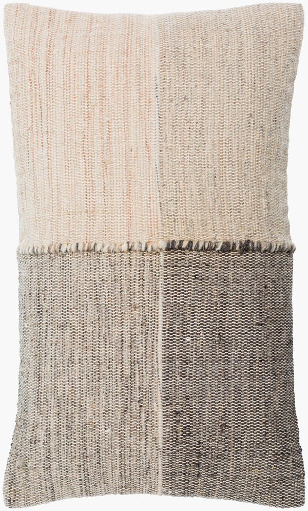 Surya Bartram Luxurious 14"L X 22"W Wool & Cotton Lumbar Pillow - Intricate Design For Stylish Comfort Cream Wool,Cotton,Cotton Art001-1422p